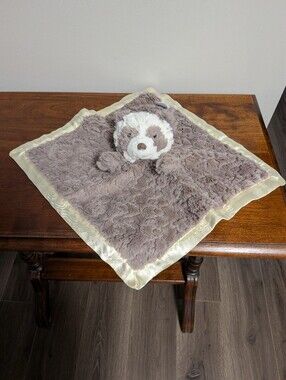 Mary Meyer. Plush Panda Bear Security Blanket - Taupe with Cream Satin Trim.